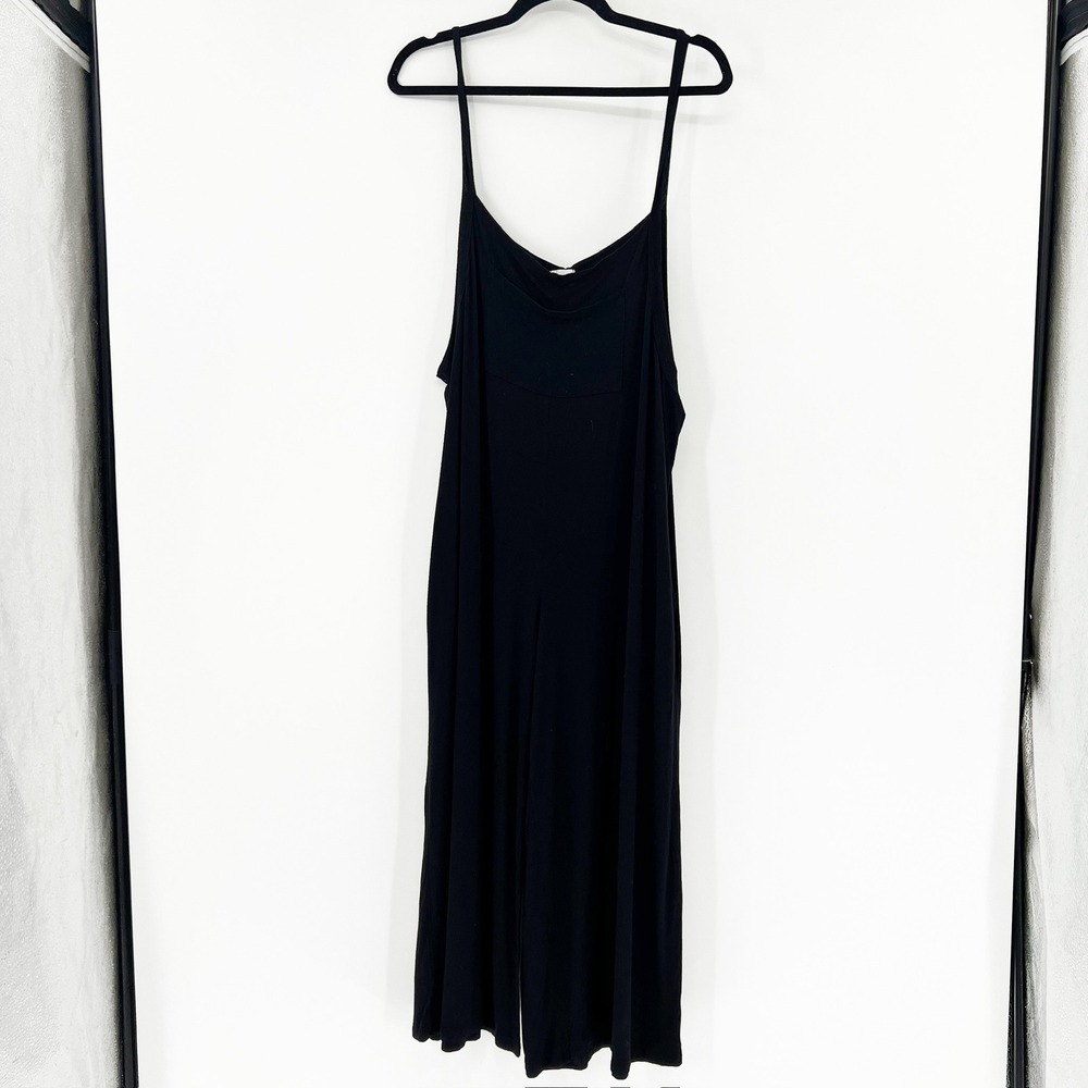 Elloh Maternity Jumpsuit Womens Large‎ Black Good Wide Leg Spaghetti Strap